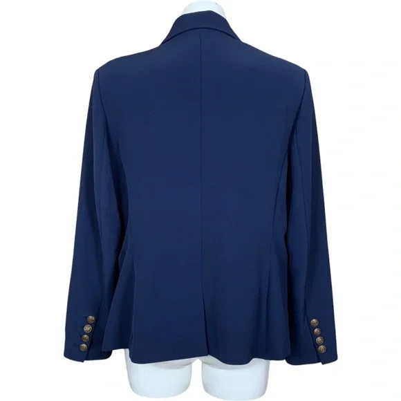 Boston Proper Blue Double Breasted Nautical Button Blazer Size 18 - Picture 6 of 11